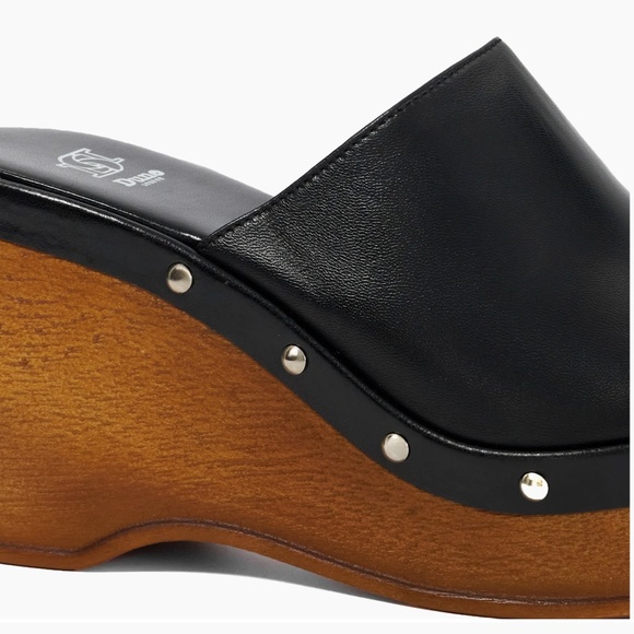 DUNE London KULE BLACK Leather Wedge Mule Platform $140 Like New Sz 37 - Picture 4 of 6